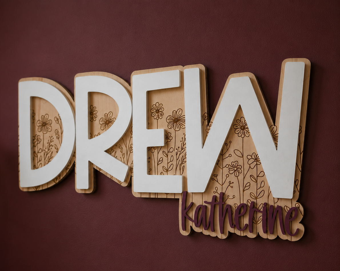Wildflower Custom Nursery Name Sign