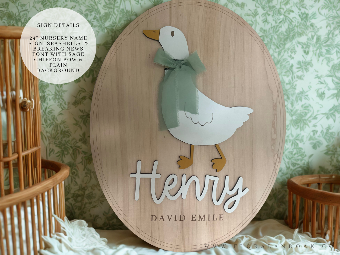 Goose Nursery Name Sign Vintage Inspired Baby Duck Name Sign for Nursery and Hospital Name Sign