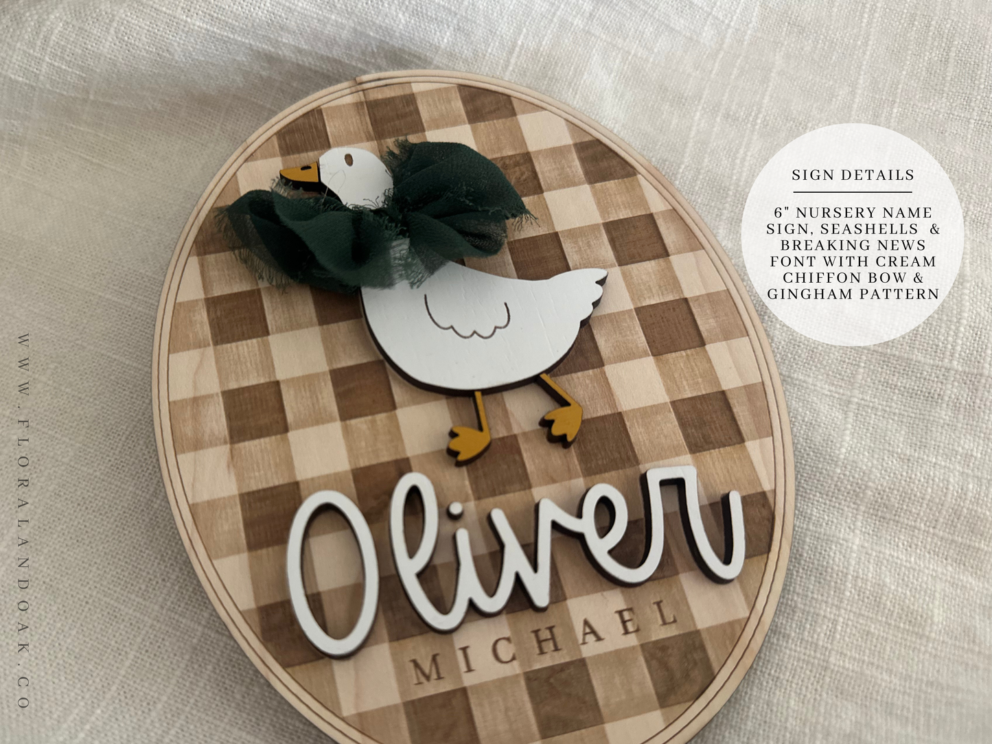 Goose Nursery Name Sign Vintage Inspired Baby Duck Name Sign for Nursery and Hospital Name Sign