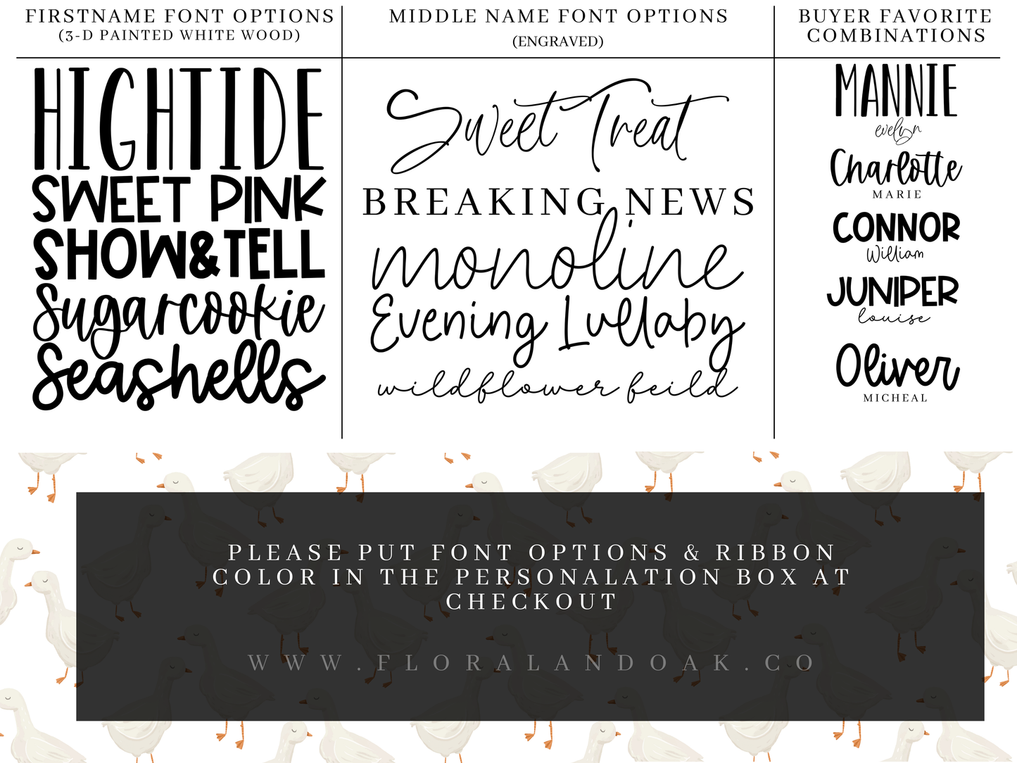 Goose Nursery Name Sign Vintage Inspired Baby Duck Name Sign for Nursery and Hospital Name Sign