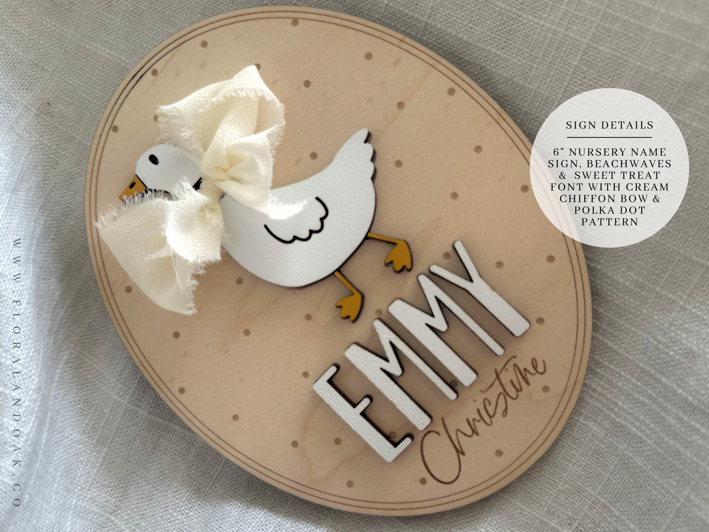 Goose Nursery Name Sign Vintage Inspired Baby Duck Name Sign for Nursery and Hospital Name Sign