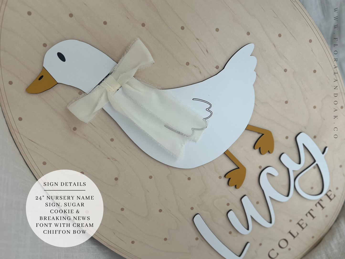 Goose Nursery Name Sign Vintage Inspired Baby Duck Name Sign for Nursery and Hospital Name Sign