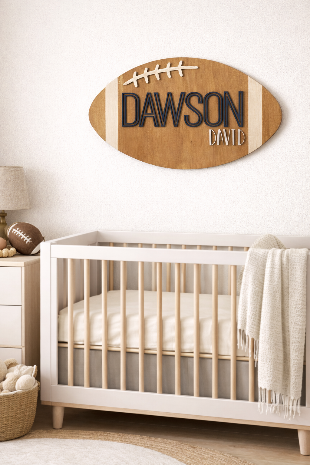 Wooden Football Name Sign Football Nursery Sign Sports Name Sign Nursery Name Plaque Name Sign Boy
