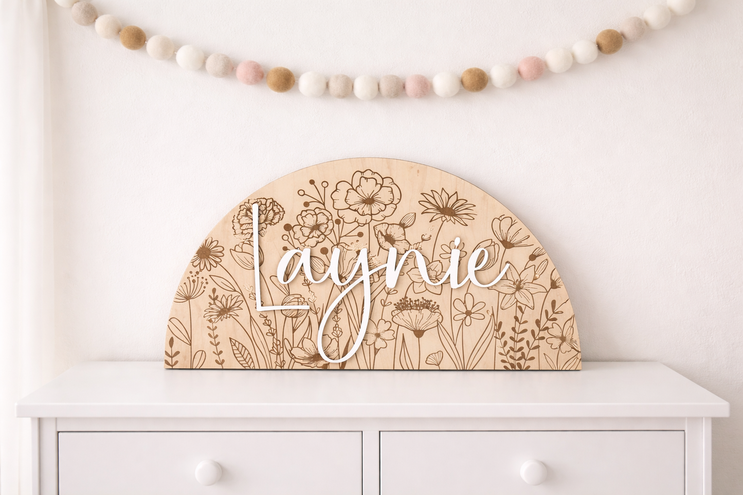 Wildflower Nursery Name Sign, Wooden Wildflower Floral Nursery Name Sign, Crib Sign, Nursery Sign for Girls