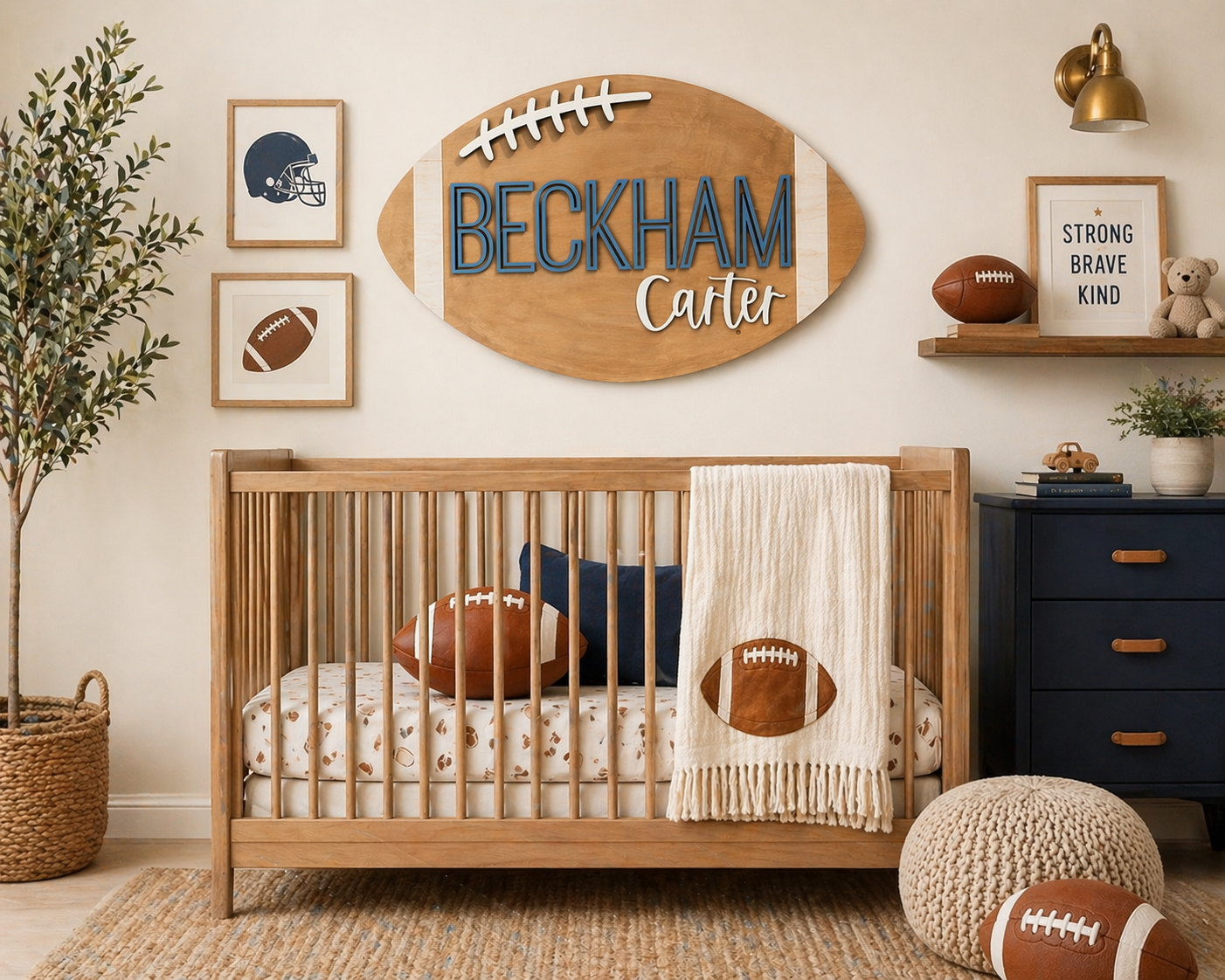 Wooden Football Name Sign Football Nursery Sign Sports Name Sign Nursery Name Plaque Name Sign Boy