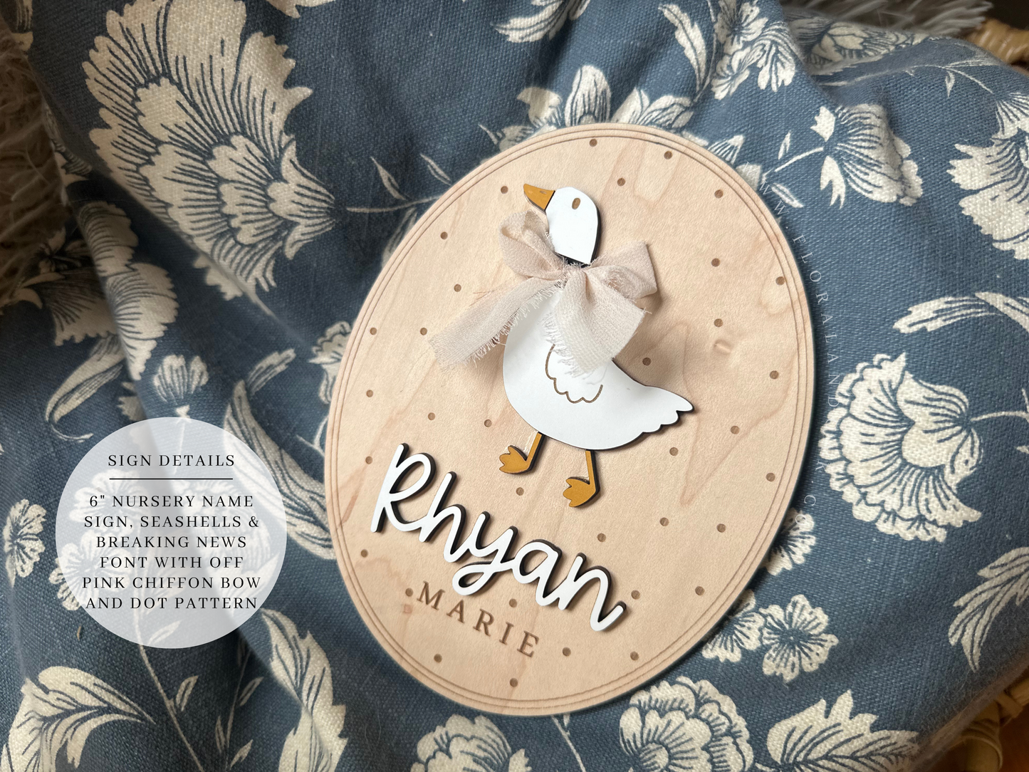 Goose Nursery Name Sign Vintage Inspired Baby Duck Name Sign for Nursery and Hospital Name Sign