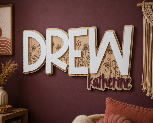 Wildflower Custom Nursery Name Sign