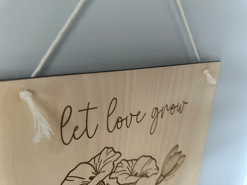 Personalized Birth Month Flower Wall Plaque – Custom Engraved Family Sign